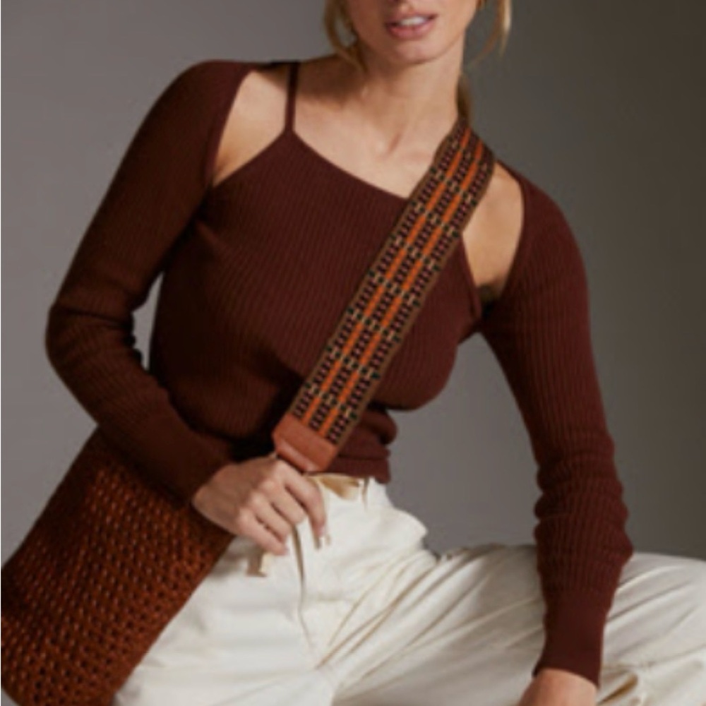 by Anthropologie ribbed cutout sweater